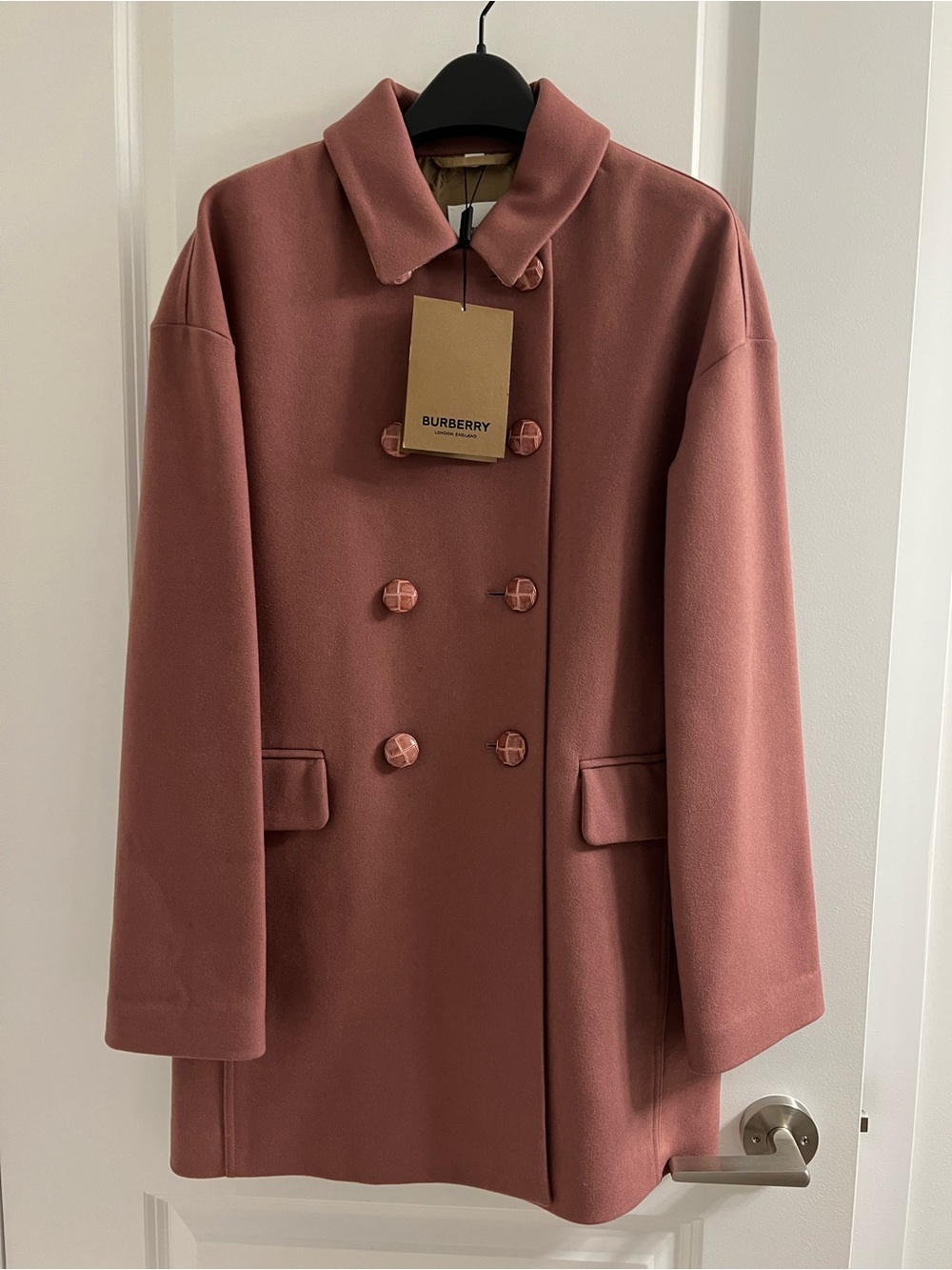 Burberry Double-Breasted Dusty Rose Pea Coat